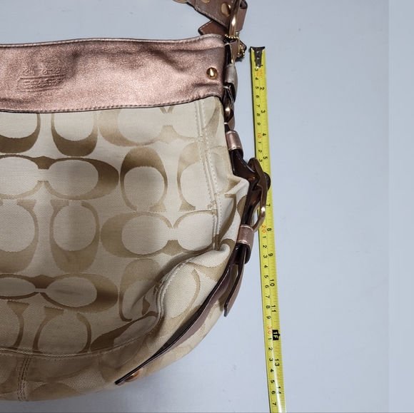 🩷RARE🩷 Authentic Coach Signature Metallic Rose Blush Large Shoulder Bag - Picture 9 of 16